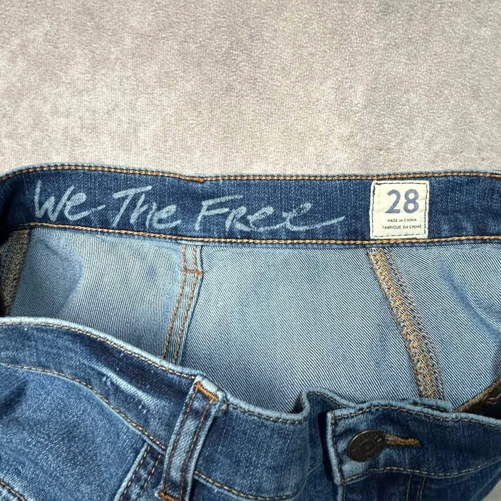 We The Free Free People High Rise Seamed Skinny Jeans Blue 28 OB1047643